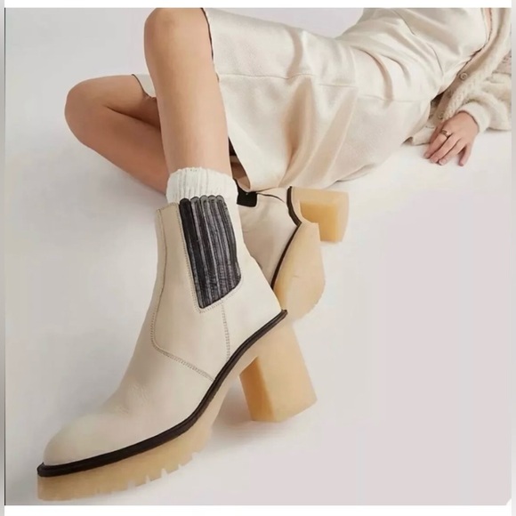 New Free People James Chelsea Bone Leather Boots Cushioned Size 39 - Picture 3 of 9